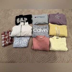 Lot of 9 - Sweaters/Sweatshirts/Shirts.